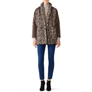 THE KOOPLES Leopard Print Faux Fur Coat UK 36